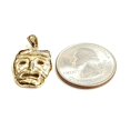 thumbnail image 3 of 14k yellow gold cry later sad face mask drama theater act pendant jewelry 2.5g, 3 of 12