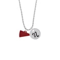 thumbnail image 2 of Delight Jewelry Acrylic 3/4" Maroon Megaphone Silvertone Script Initial Disc - N - Charm Necklace, 20"+3", 2 of 4