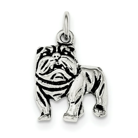 Sterling Silver Antiqued Bulldog Pendant