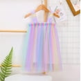 thumbnail image 3 of XFHLMJFF Girls Dress Toddler Baby Kids Rainbow Tie Dye Gradient Summer Sleeveless Spaghetti Strap Tutu Casual Layered Tulle Princess Birthday Party Beach Pleasant Sundress, 3 of 3