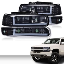 PIT66 LED DRL Bar Headlights & Bumper Lamps Fit For 99-02 Chevy Silverado 00-06 Tahoe