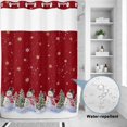 thumbnail image 4 of No Hook Shower Curtain with Built-in Rings - Red Christmas Snowman Washable Waterproof Fabric Bathroom Curtains for Hotel,Rentals, Stall 48 X 72 Inch , Xmas Tree Gold White Snowflake, 4 of 9