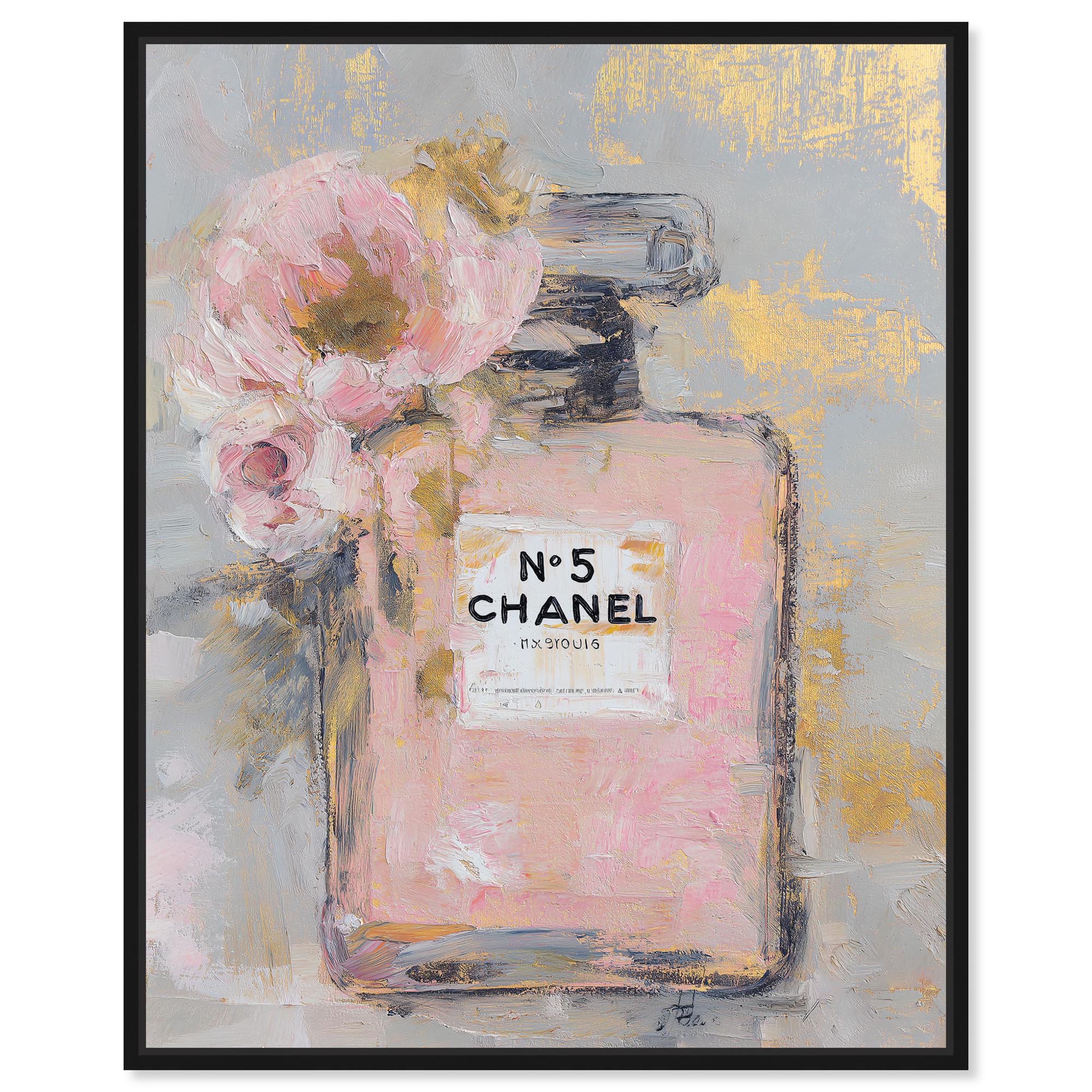 Fashion in a Bottle II Canvas Print Glam Pink Wall Art by Art Remedy, Black Frame, 16 x 20