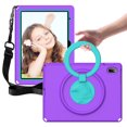 thumbnail image 4 of TECH CIRCLE iPad 10th Gen 10.9 inch Case 2022,iPad 10.9 Case with Screen Protector, 360°Rotating Kickstand/Ring Handle/Shoulder Strap Heavy Duty Protection Soft Silicone Shockproof Kids Cover,Purple, 4 of 8