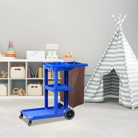 GOOHOCHY Commercial High Capacity Janitorial Cleaning Cart Bag Waste Trash Laundry Linen Collection For Restraurant Café Office School Motel Facility