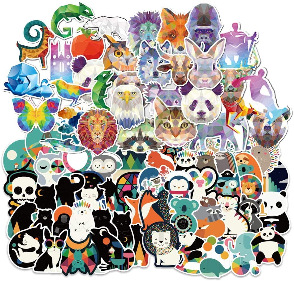 Yubbaex Cute Animals Stickers 135 Pcs Laptop VSCO Stickers Pack Cool Vinyl Waterproof Sticker for Pad MacBook Car Snowboard Bicycle Luggage Decal Crystal Animals 135 Pcs