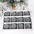 thumbnail image 3 of FastXmas 12 Pcs Velvet Christmas Balls Set 2.4 Inches Flocked Christmas Tree Ball Decorations Plastic Decorative Hanging Ball Ornament Xmas Bulk Decorations Xmas Tree Ornament for Holiday Party(Gray), 3 of 8