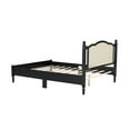 thumbnail image 6 of Queen Size Platform Bed Frame with Natural Rattan Headboard,Vintage Style Wood Queen Bed Frame,Wooden Slat Support for Bedroom,Black, 6 of 8
