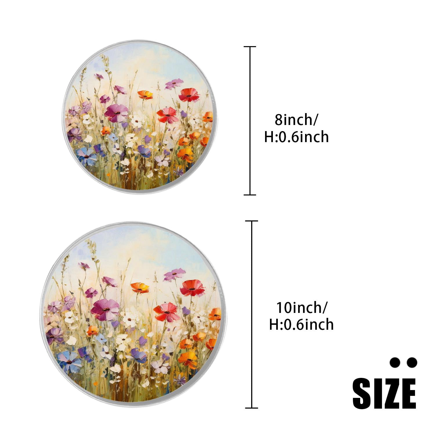 Round Stove Burner Covers 4 Pcs Metal Electric Stove Burner Covers 8Inch And 10Inch ,Daisy Flower Field in The Mountains Red Poppy drawing