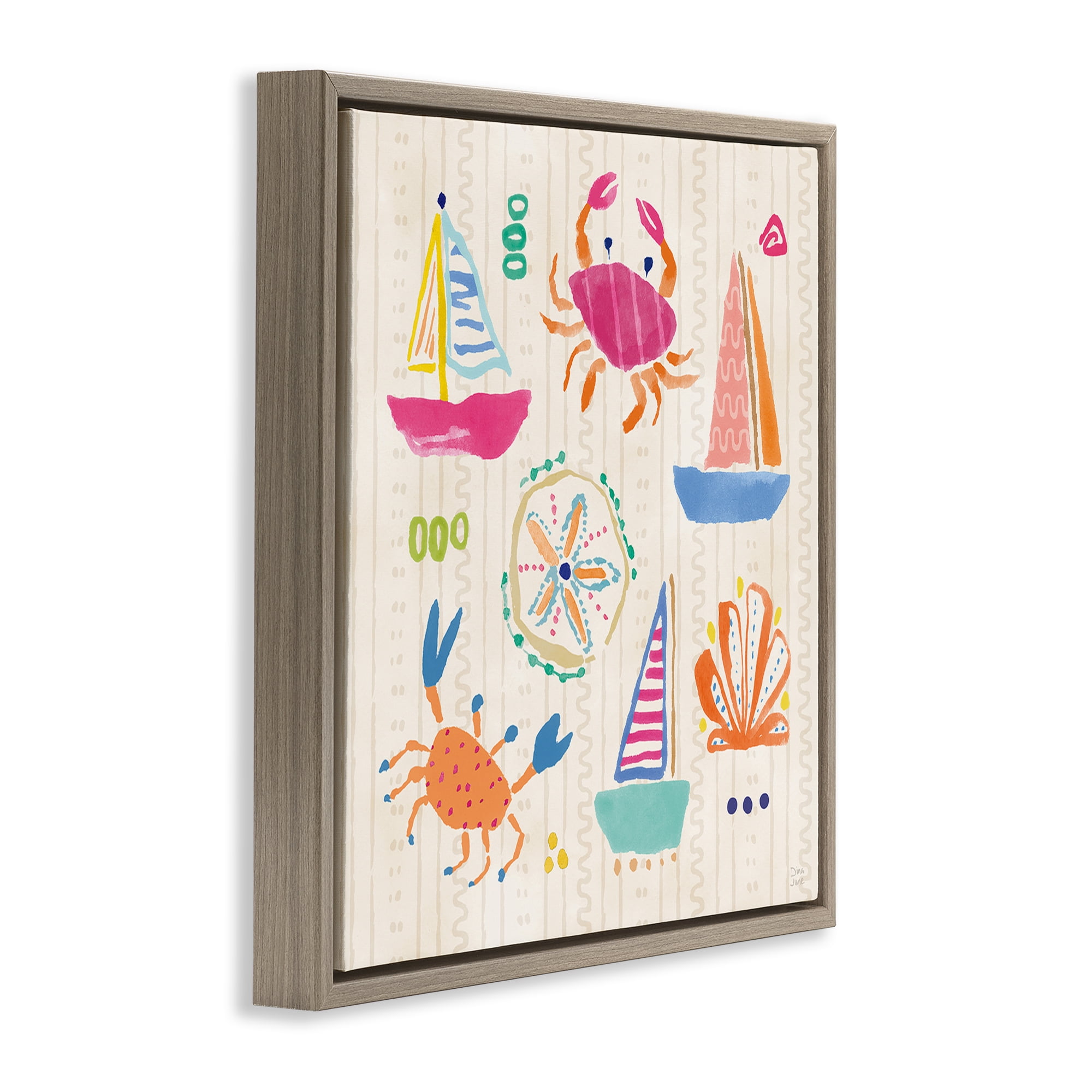 Stupell Industries Nautical Fine In The Sunshine Brown Framed Floater Canvas Wall Art, design by Dina June