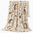 thumbnail image 2 of Woodland Hedgehog Pumpkin Patch autumn celebration, Playful Woodland Scene, Warm Flannel Blanket for Cabin and Lodge, Garden Lovers Thanksgiving Gift, Botanical Home Decor, 2 of 9