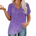 thumbnail image 5 of Womens Summer Tops V Neck Short Sleeve Shirts Trendy Casual Vacation Printing Tee Shirts, 5 of 7