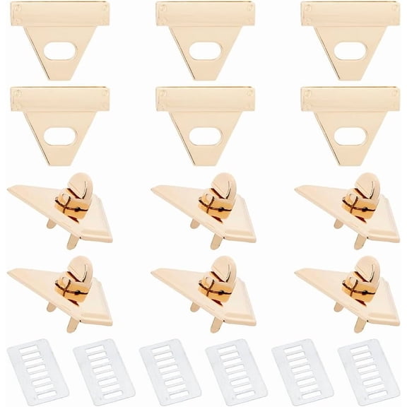 6 Sets Handbag Closure Lock Hardware Purse Closure Latches Metal Handbag Twist Lock Fasteners Accessories for Leather Handbag Briefcase Wallet DIY Craft