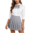 thumbnail image 4 of IUYRTFE Women's High Waisted Pleated Mini Skirt Adjustable Waist with Bow Tie School Uniform A Line Short Skirt, 4 of 9