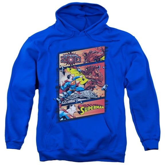 Superman Superman Vs Zod Adult Pullover Hoodie Sweatshirt Royal Blue