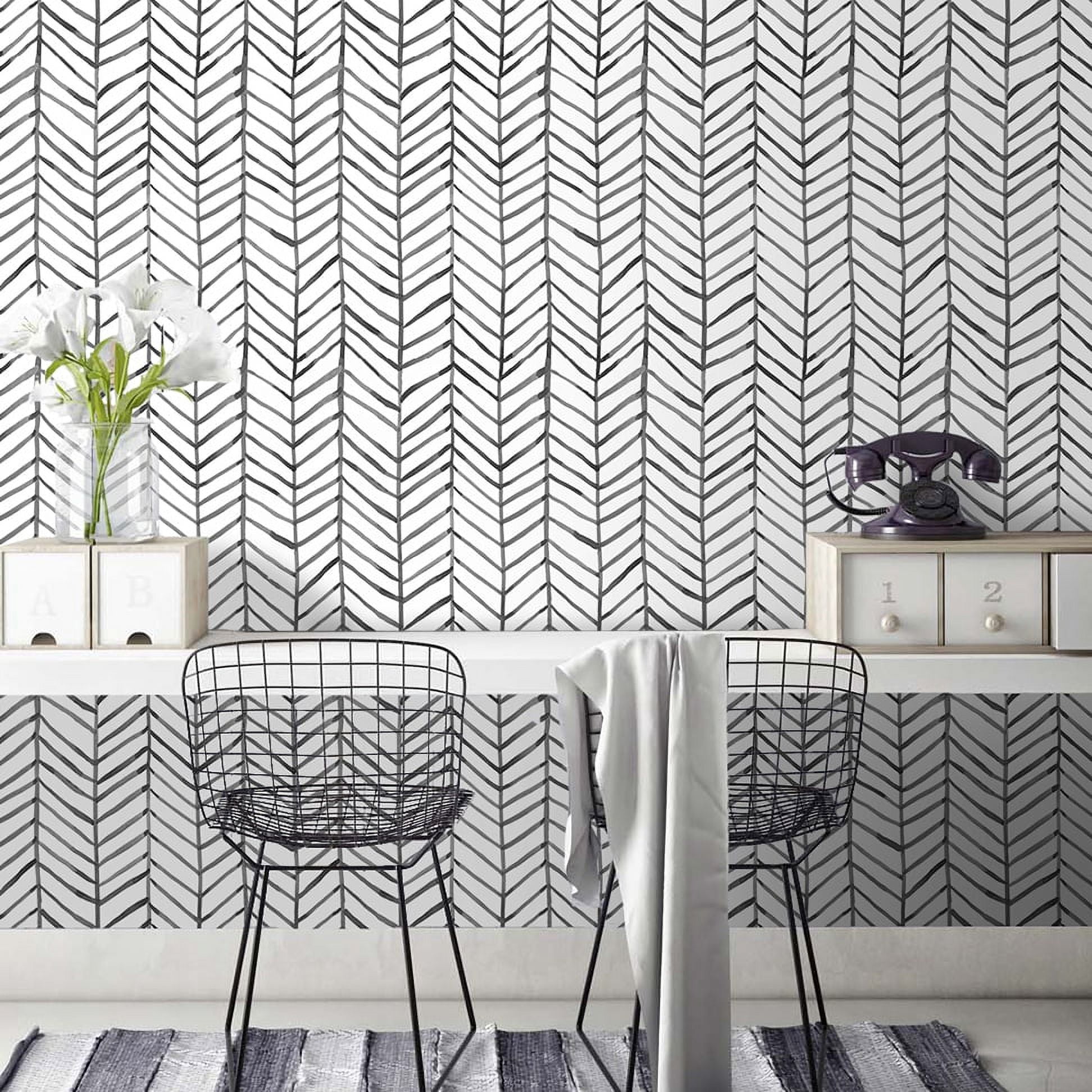 Arthome Black & White, Stripe Peel and Stick Self-Adhesive Wallpaper 17"x120"