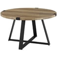 thumbnail image 2 of Walker Edison Metal Wrap Round Coffee Table with Coffee Table, Rustic Urban Industrial, Black, 2 of 2