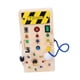 thumbnail image 4 of Tablero ocupado con interruptor de luces, tablero sensorial de madera LED, juguetes Montessori, juguetes educativos de aprendizaje, juguetes de viaje, patrón de nota Sunnimix Material de tablero ocupado, 4 of 8
