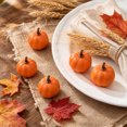 thumbnail image 4 of 5 Pcs Mini Artificial Pumpkins, 1.1 in Orange Foam Pumpkin Decor for Fall Harvest Thanksgiving and Halloween Centerpieces, 4 of 7