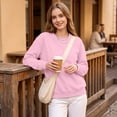 thumbnail image 3 of Women's Crewneck Sweatshirt Soft Everyday Pullover Top with Drop Shoulder Relaxed Fit Fall Layering Sweatshirts, M, 3 of 6
