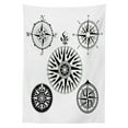 thumbnail image 3 of Ambesonne Compass Tablecloth Rectangular Table Cover, 5 Windroses Angles, 60"x84", Black and White, 3 of 4