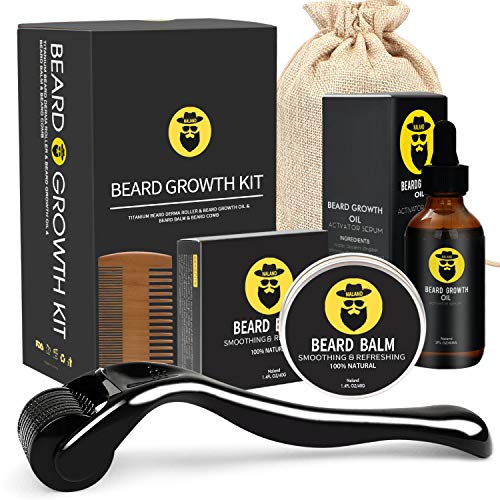 Beard Growth Kit - Derma Roller for Beard Growth, Beard Growth Serum Oil, Beard Balm and Comb, Stimulate Beard and Hair Growth - Gifts for Men Dad Him Boyfriend Husband Brother - image 2 of 3