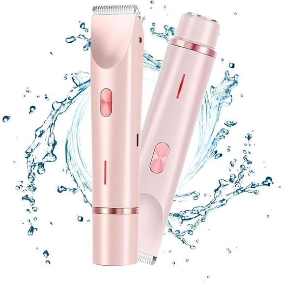 Hoeylife Body Trimmer for Women, Dual-Head Electric Razor, Bikini Trimmer with Dual Ceramic Blades, USB Rechargeable Wet Dry Use IPX7 Waterproof
