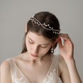 thumbnail image 3 of Tocado nupcial con pedrería, accesorios para el cabello de cristal rosa para mujeres y niñas, tiara de boda de oro rosa, 3 of 5