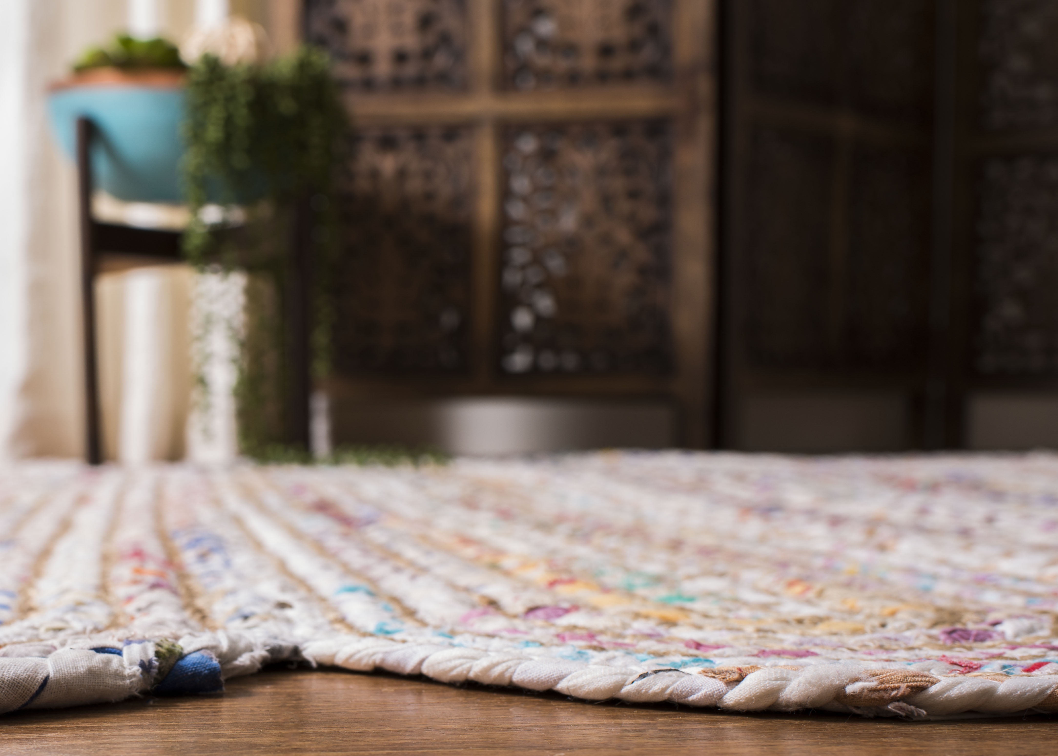 SAFAVIEH Cape Cod Nowell Striped Area Rug, Ivory/Multi, 6' x 6' Square