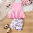 thumbnail image 6 of LRen Girls Spring Outfits 2 Piece Cute Bowknot Print Sleeveless Top Dress and Shorts Set Kids Summer Outfits, 6 of 9