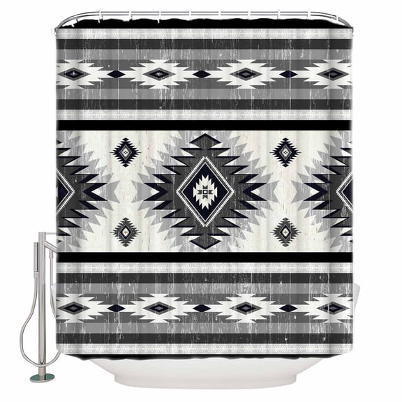 Shower Curtain, Retro Aztec Ethnic Style Waterproof Shower Curtain Set with Hooks for Bathroom Showers,Stalls and Bathtubs,72x72In Abstract Geometric