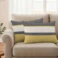 thumbnail image 2 of Yellow Morocco Outdoor Waterproof Pillow Covers, Geometric Grey Stripes Modern Decorative Rectangle Throw Pillowcase Sofa Cushion Sham for Patio/Couch/Chair, 20"x12" 2 Pack, 2 of 8