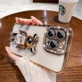 thumbnail image 1 of Convient pour iPhone15 Cas de Téléphone Portable Strass Électrodéposé TPU smart bracket bear bracket Apple 14Pro Anti-Chute soft Étui de Protection, 1 of 5