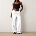 thumbnail image 2 of Sewkxo Women's Wide Leg Beach Pants Elastic Waist Lightweight Casual Palazzo Lounge Trousers with Pockets,White S, 2 of 5