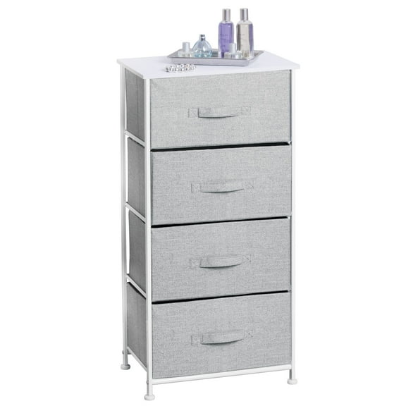 mDesign Tall Dresser Storage Tower Stand with 4 Removable Fabric Drawers - Gray