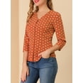 thumbnail image 5 of Allegra K Women's Polka Dots 3/4 Sleeve Casual Button Front Blouse Top, 5 of 6