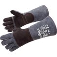 thumbnail image 1 of 16 Inches,932, Leather Forge//Stick Welding Gloves Heat/Fire Resistant, Mitts for Oven/Grill/Fireplace/Pot Holder/Tig Welder//BBQ/ glove GreyBlack, 1 of 5