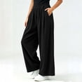 thumbnail image 5 of cocolona Womens Winter Casual Corduroy Palazzo Pants Elastic Waist Straight Wide Leg Travel Lounge Trousers with Pockets, 5 of 5