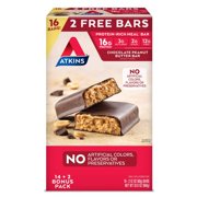 Atkins Meal Bar Chocolate Peanut Butter Pack (14 Count + 2 Bonus Bars)