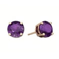 thumbnail image 4 of Paris Jewelry 18k Rose Gold 2 Pair Created Amethyst 6mm Round & Princess Cut Stud Earrings Plated, 4 of 6