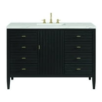 James Martin Vanities 48" Vanity, Carbon Oak w/ 3 CM Ethereal Noctis Quartz Top
