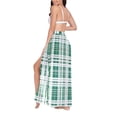 thumbnail image 3 of Women Sarong Wraps Checkered Grid Green Swimsuit Beach Pareo Bikini Coverups Skirt L, 3 of 7