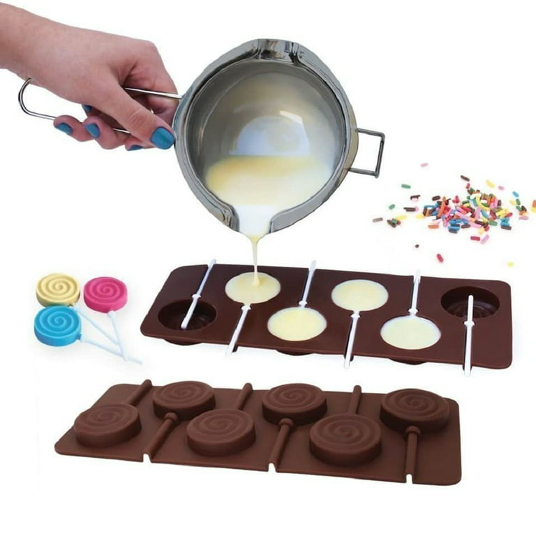 Hycsc Silicone Lollipop Molds 8-capacity L Sucker Molds Round Chocolate  Hard Candy Molds Ice Molds Great For Lollipop Sucker Hard Candy Chocolate  Cake