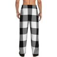 thumbnail image 3 of Uemuo White And Black Plaid Pattern Men's Wide Leg Palazzo Lounge Pants with Pockets Light Weight Loose Comfy Casual Pajama Pants-XX-Large, 3 of 9