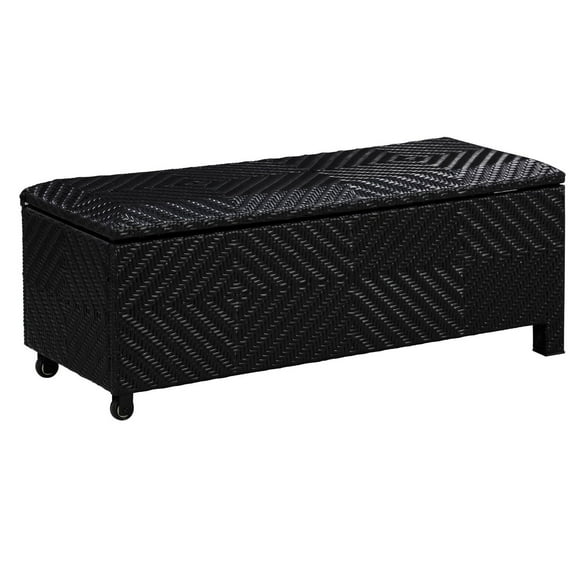 Banc/coffre de terrasse rembourré en osier d'une capacité de 60 gallons