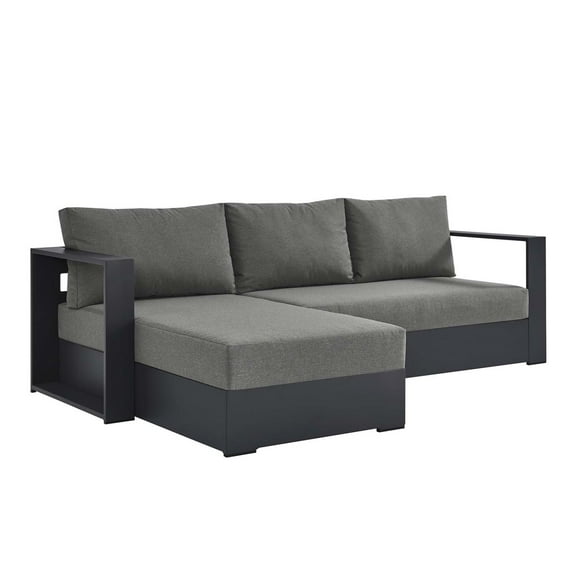 Modular Lounge Sectional Sofa Set, Grey Gray, Aluminum Metal, Outdoor Patio Balcony Cafe Bistro Garden Hospitality Restaurant, Modern Contemporary HB36633