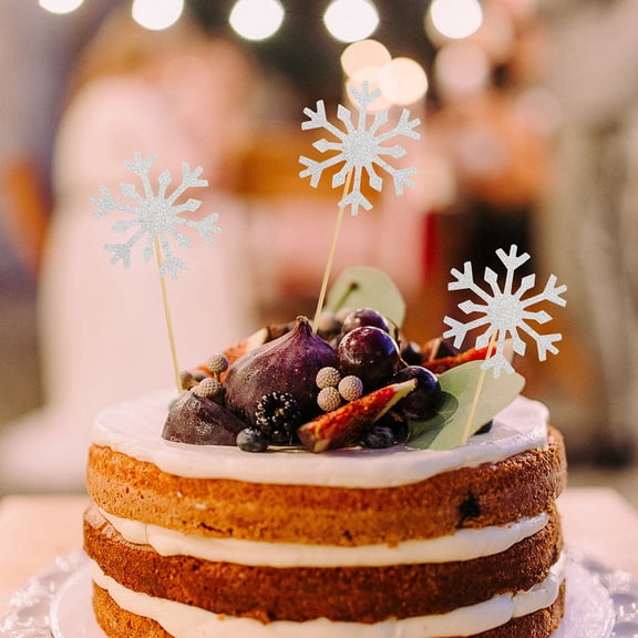 PAMINGONO Snowflake Cake Toppers Silver Paper Bamboo Effect Versatile Use 150Pcs