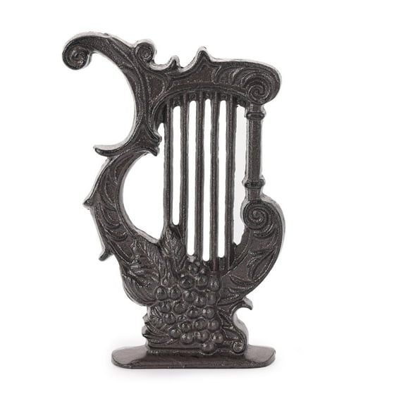 Sungmor Vintage Cast Iron Lyre Figurine, Decorative Harp Sculpture for Shelf, Mantel, or Desk - Classic Greek Decor Accent for Home or Office - Antique Style Table Ornament, Bookend, or Doorstop