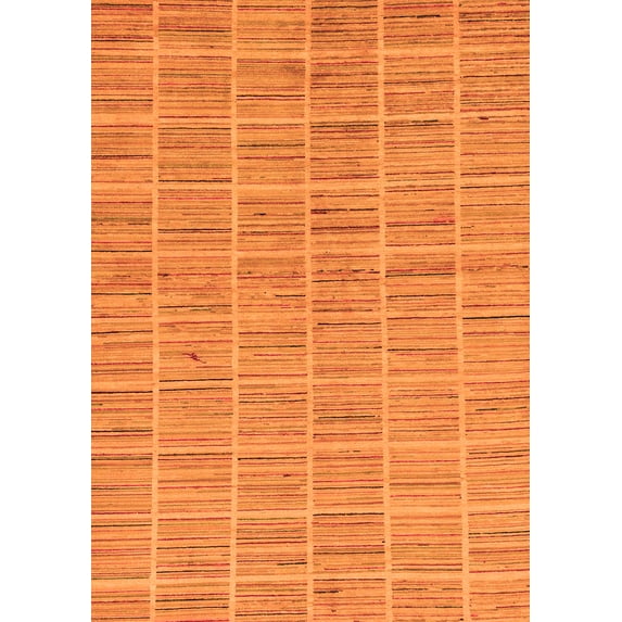 Ahgly Company Indoor Rectangle Checkered Orange Modern Area Rugs, 2' x 5'