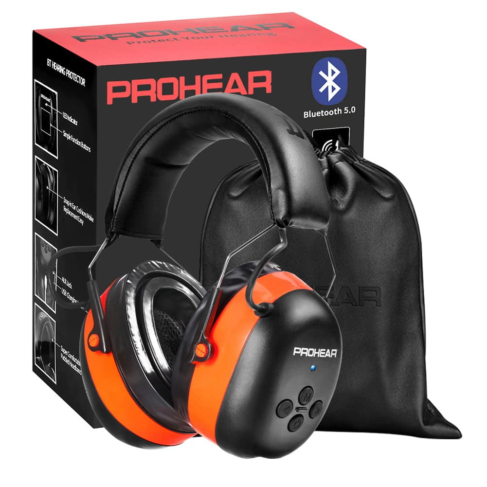 PROHEAR 037 Gel Ear Pads Bluetooth 5.0 Hearing Protection Headphones 25dB  NRR Safety Noise Reduction Earmuff with 1100mAh Rechargeable Battery for 40H  Playtime Perfect for Mowing Workshops Snowblowing